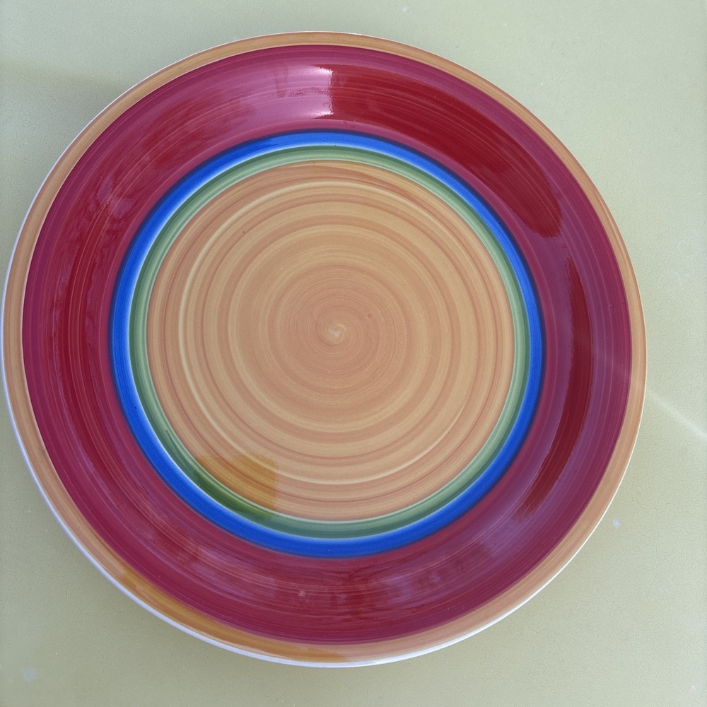Set Of 2 Vintage Royal Norfolk MAMBO 10 1/2"Striped Dinner Plates